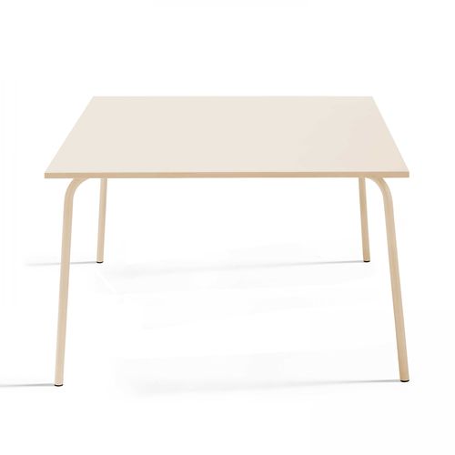 Ensemble Table De Jardin Carrée Et 4 Bancs En Métal Ivoire Palavas