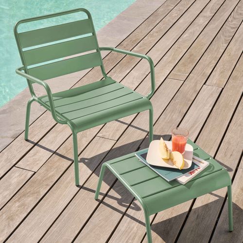 Fauteuil Relax Et Repose Pied En Métal Vert Sauge Palavas
