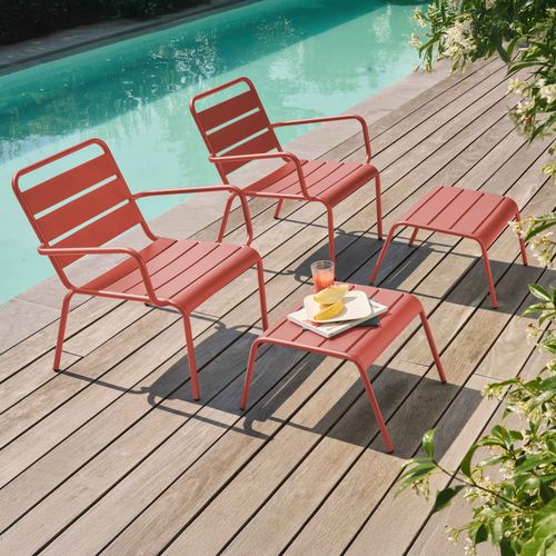 Lot De 2 Fauteuils Relax Avec Repose-pieds En Métal Argile Palavas