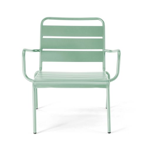 Lot 2 Fauteuils Relax Avec Repose-pieds Métal Gris Et Vert Sauge Palavas