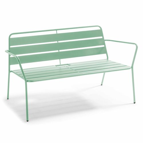 Salon De  Jardin 4 Places Et 1 Table Basse En Acier Vert Sauge Palavas