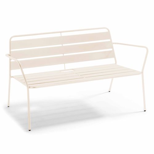 Salon De Jardin 4 Places Et 1 Table Basse En Acier Ivoire Palavas