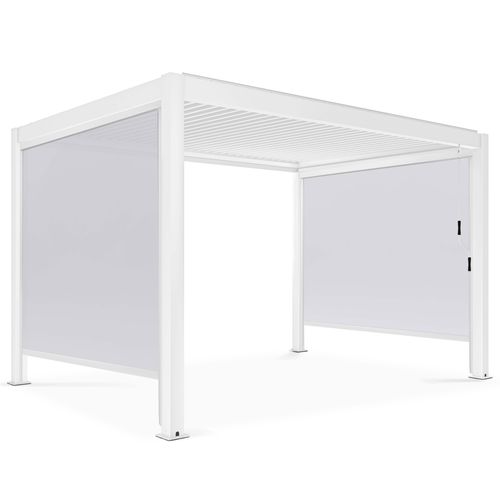 Pergola Bioclimatique 3x4m Autoportée Et 2 Stores 2,66 X 2,34 M Blanc
