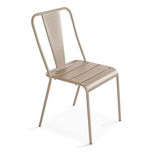 Table De Jardin Bistrot Rabattable ⌀70cm Et 2 Chaises Style Bistrot, Palavas Taupe - Palavas