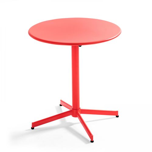Ensemble Table Ronde Et 2 Chaises De Jardin Bistrot En Métal Rouge