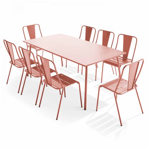 Ensemble Table De Jardin Et 8 Chaises Bistrot En Acier Argile Palavas