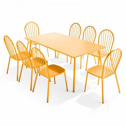 Ensemble Table De Jardin Et 8 Chaises Bistrot En Acier Jaune Palavas