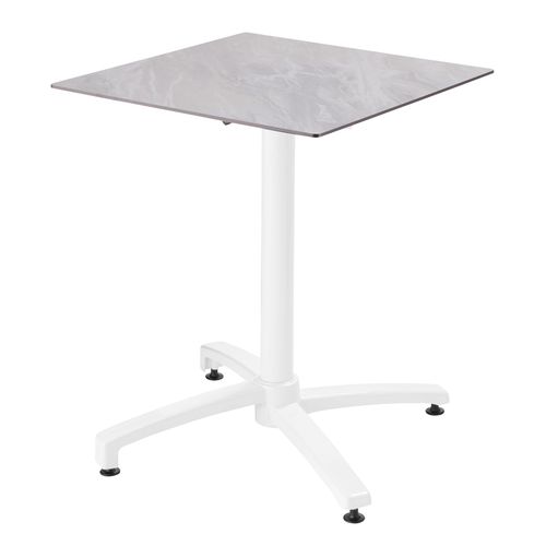 Table 60x60 Cm Inclinable Stratifiée Avec Pied Blanc Et Chaises En Métal, Opera Blanc - Opéra