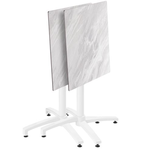 Table 60x60 Cm Inclinable Stratifiée Avec Pied Blanc Et Chaises En Métal, Opera Blanc - Opéra
