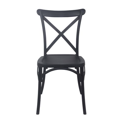 Chaise De Terrasse Empilable En Plastique Noire