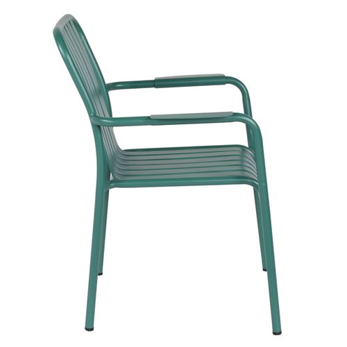 Chaise De Terrasse Avec Accoudoirs En Aluminium Vert Foncé