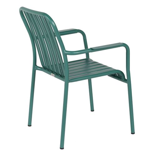 Chaise De Terrasse Avec Accoudoirs En Aluminium Vert Foncé