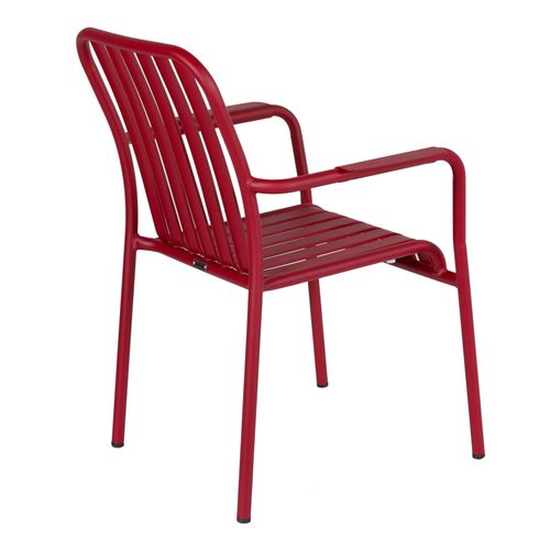 Chaise De Terrasse Avec Accoudoirs En Aluminium Rouge