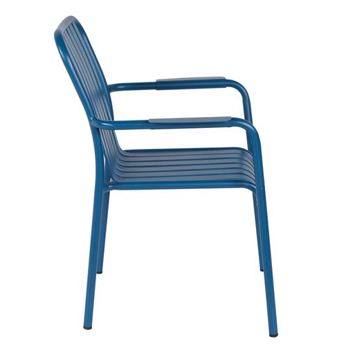 Chaise De Terrasse Avec Accoudoirs En Aluminium Bleu Foncé