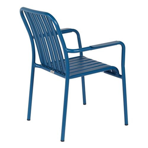 Chaise De Terrasse Avec Accoudoirs En Aluminium Bleu Foncé