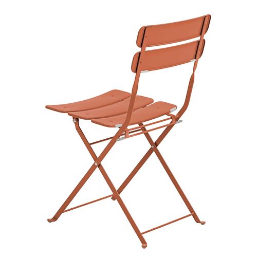 Lot De Deux Chaises Pliantes En Acier Terracotta