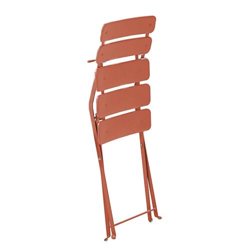 Lot De Deux Chaises Pliantes En Acier Terracotta