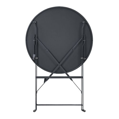 Table De Jardin Ronde Rabattable Et 2 Chaises Pliantes Gris Anthracite