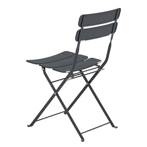 Table De Jardin Ronde Rabattable Et 2 Chaises Pliantes Gris Anthracite