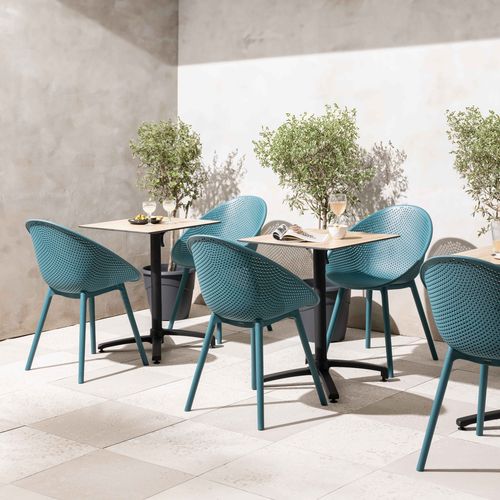Lot De 4 Chaises De Terrasse En Plastique Bleu Canard