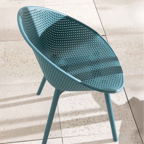Lot De 4 Chaises De Terrasse En Plastique Bleu Canard