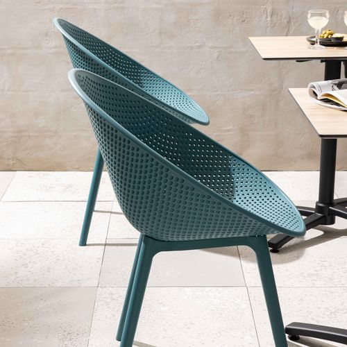 Lot De 4 Chaises De Terrasse En Plastique Bleu Canard