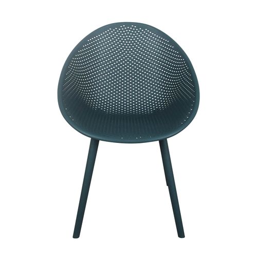 Lot De 4 Chaises De Terrasse En Plastique Bleu Canard