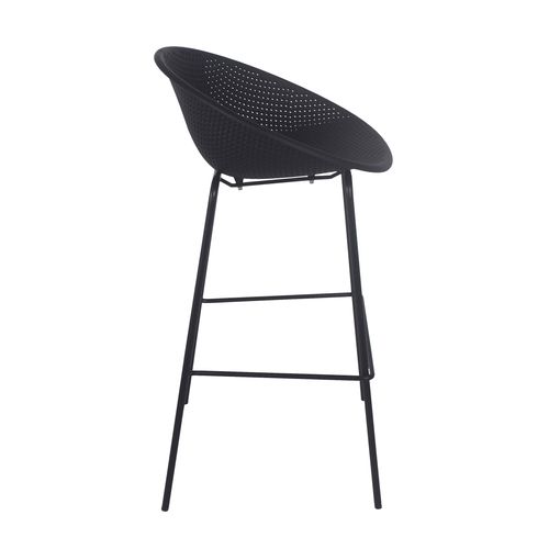 Lot De 4 Chaises Hautes De Terrasse En Plastique Noires
