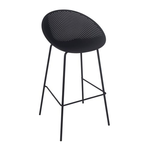 Lot De 4 Chaises Hautes De Terrasse En Plastique Noires