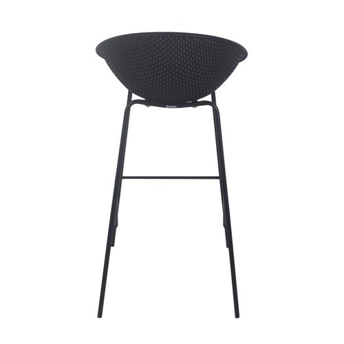 Lot De 4 Chaises Hautes De Terrasse En Plastique Noires