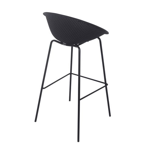 Lot De 4 Chaises Hautes De Terrasse En Plastique Noires