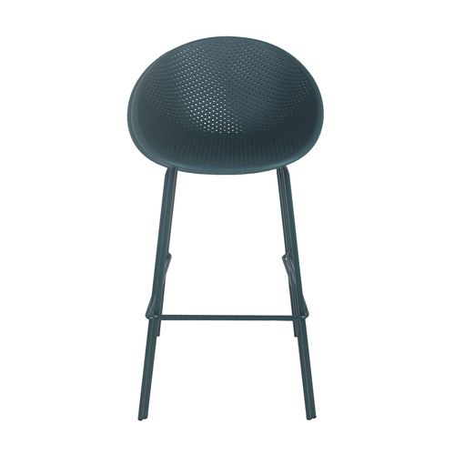 Lot De 4 Chaises Hautes De Terrasse En Plastique Bleu Canard