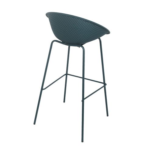 Lot De 4 Chaises Hautes De Terrasse En Plastique Bleu Canard