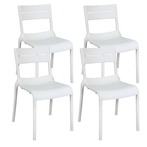 Lot De 4 Chaises De Terrasse En Plastique Blanches
