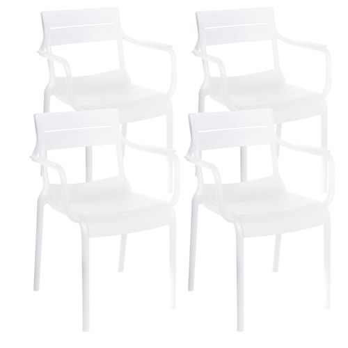 Lot De 4 Fauteuils De Terrasse En Plastique Blanc