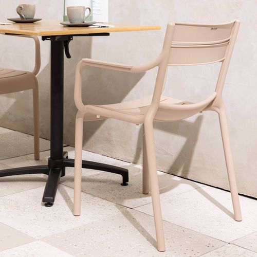Lot De 4 Fauteuils De Terrasse En Plastique Beige