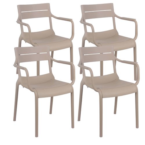 Lot De 4 Fauteuils De Terrasse En Plastique Beige