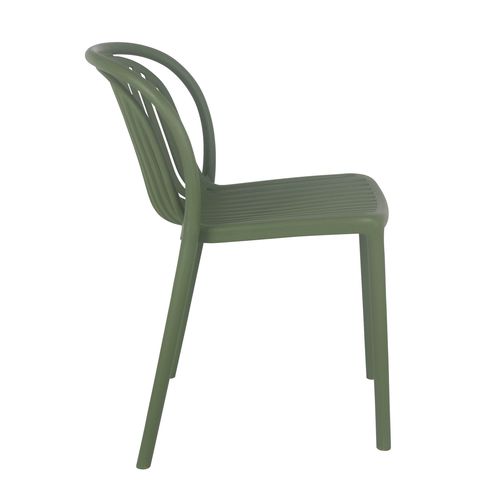 Lot De 4 Chaises De Terrasse En Plastique Vert Olive