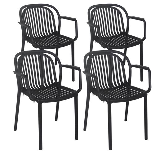 Lot De 4 Fauteuils En Plastique Noir