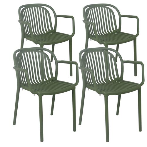 Lot De 4 Fauteuils En Plastique Vert Olive