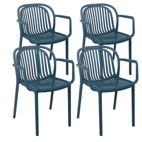 Lot De 4 Fauteuils En Plastique Bleu Canard