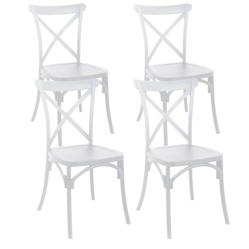 Lot De 4 Chaises De Terrasse En Plastique Blanc