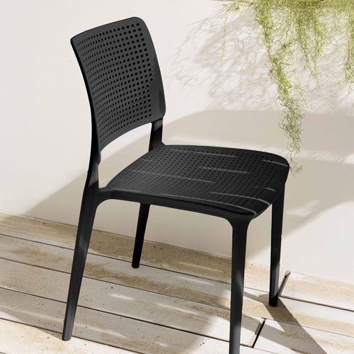 Lot De 4 Chaises De Terrasse Noires En Plastique