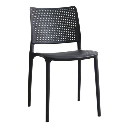 Lot De 4 Chaises De Terrasse Noires En Plastique