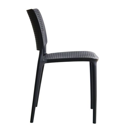 Lot De 4 Chaises De Terrasse Noires En Plastique