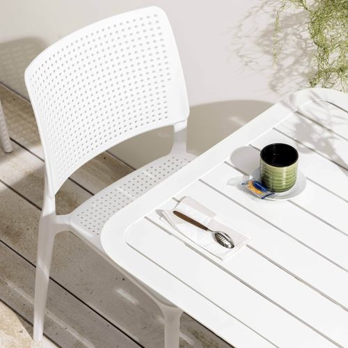 Lot De 4 Chaises De Terrasse Blanches En Plastique