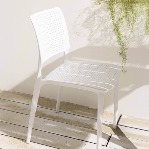 Lot De 4 Chaises De Terrasse Blanches En Plastique