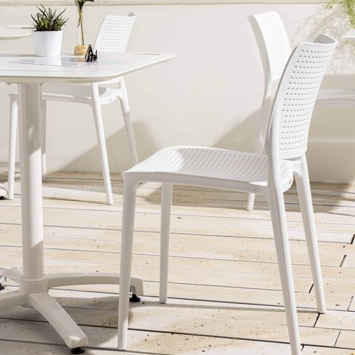 Lot De 4 Chaises De Terrasse Blanches En Plastique
