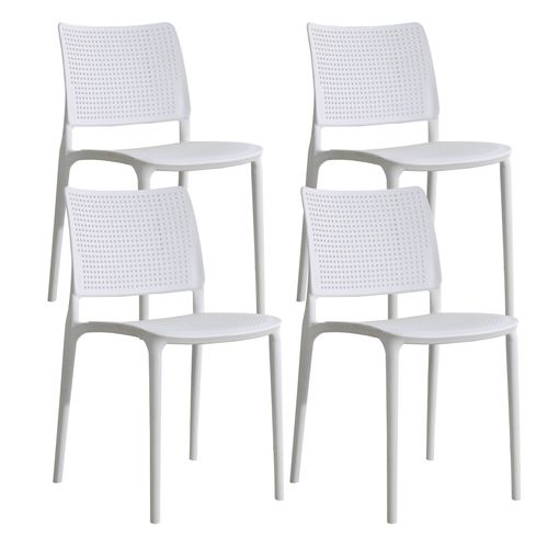 Lot De 4 Chaises De Terrasse Blanches En Plastique