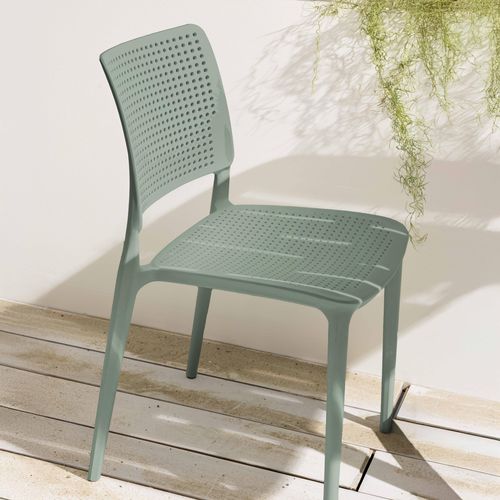 Lot De 4 Chaises De Terrasse Vert Sauge En Plastique